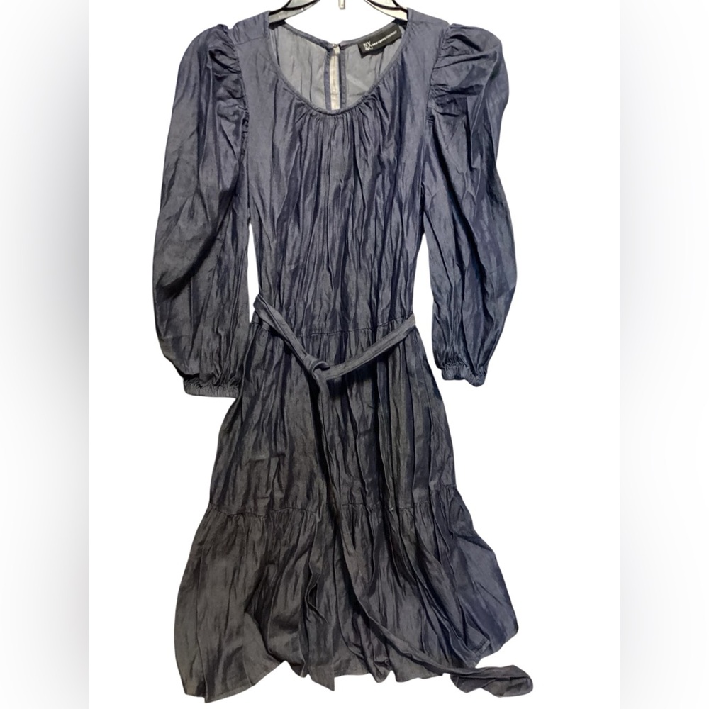 New York & company dark blue a-line Long-Sleeve Dress size M